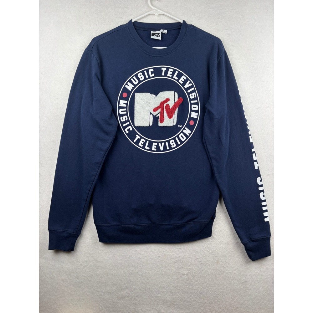 MTV Sweatshirt Mens L Chenille Logo‎ Patch Retro